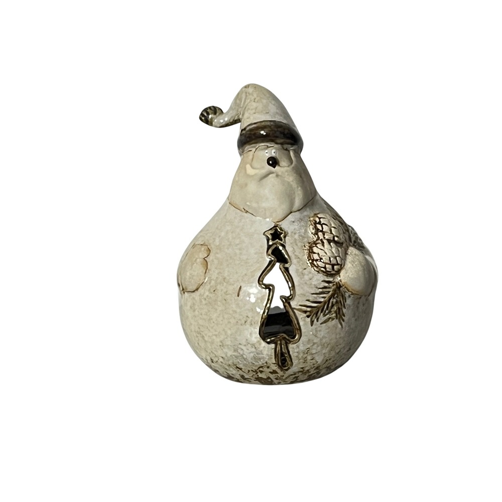 Kirkland's Potter's Garden Santa Candle Holder  Cream Ceramic 96182